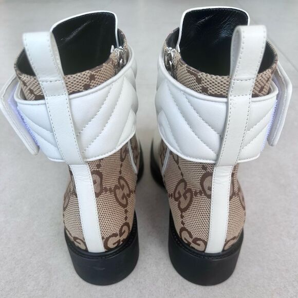 Gucci Flores Macro GG Monogram Nappa Matelasse Marmont GG Boots Mystic White 41 - Picture 11 of 14